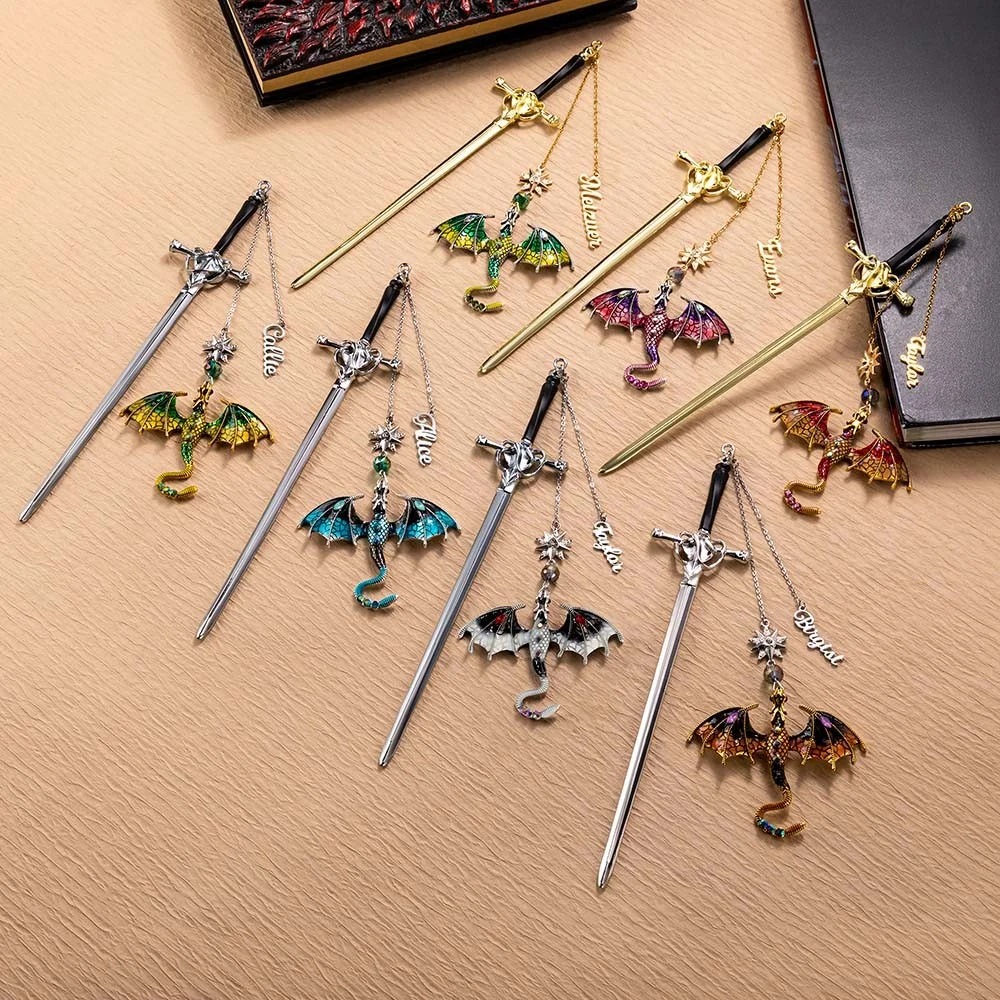 Personalized Name Fantasy Dragon Sword Bookmark