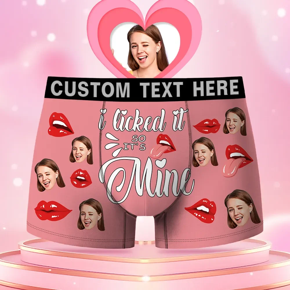 Custom Face Men's Boxer I Licked It So It'S Mine Style Underwear