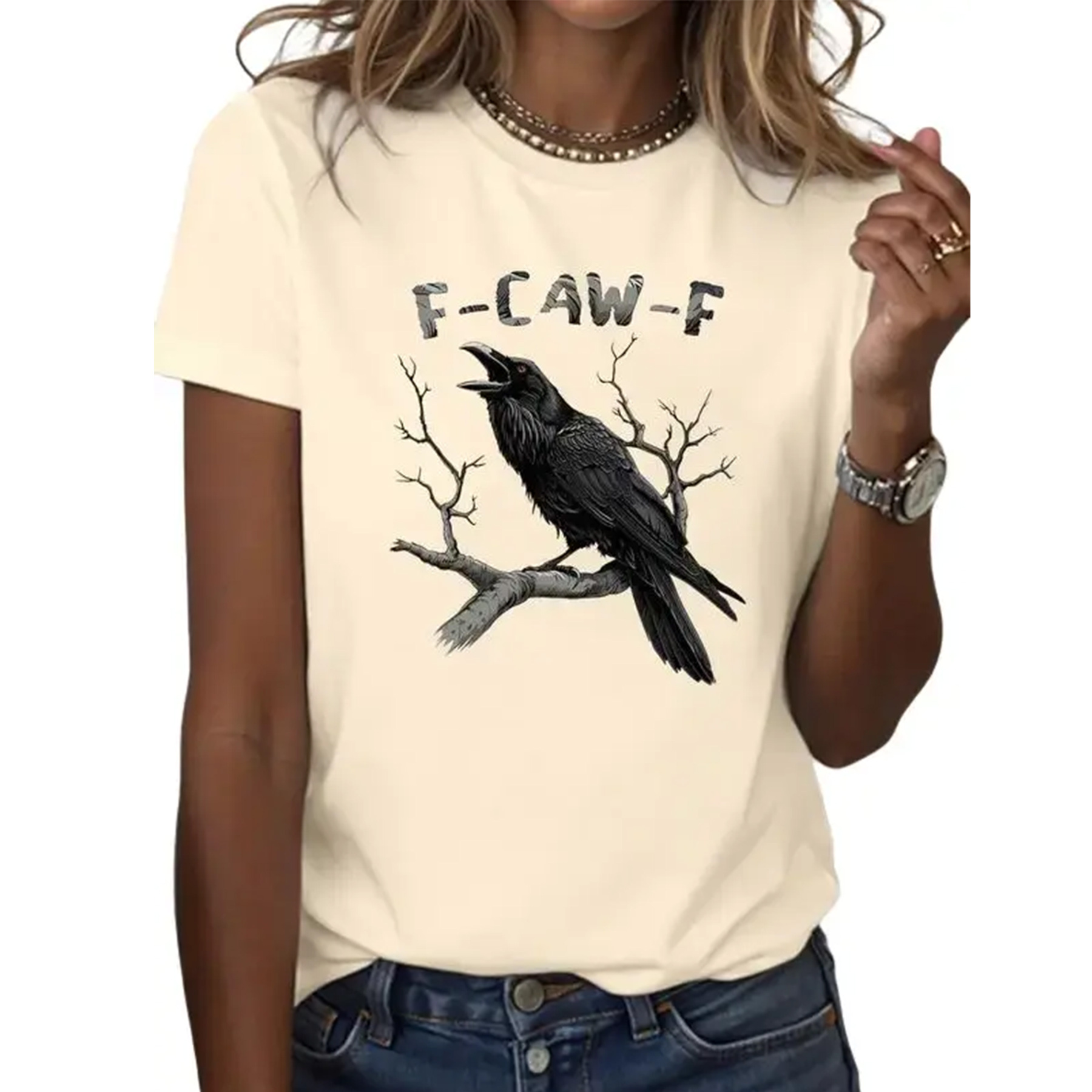 Raven Fun T-Shirt Print Short Sleeve Shirt