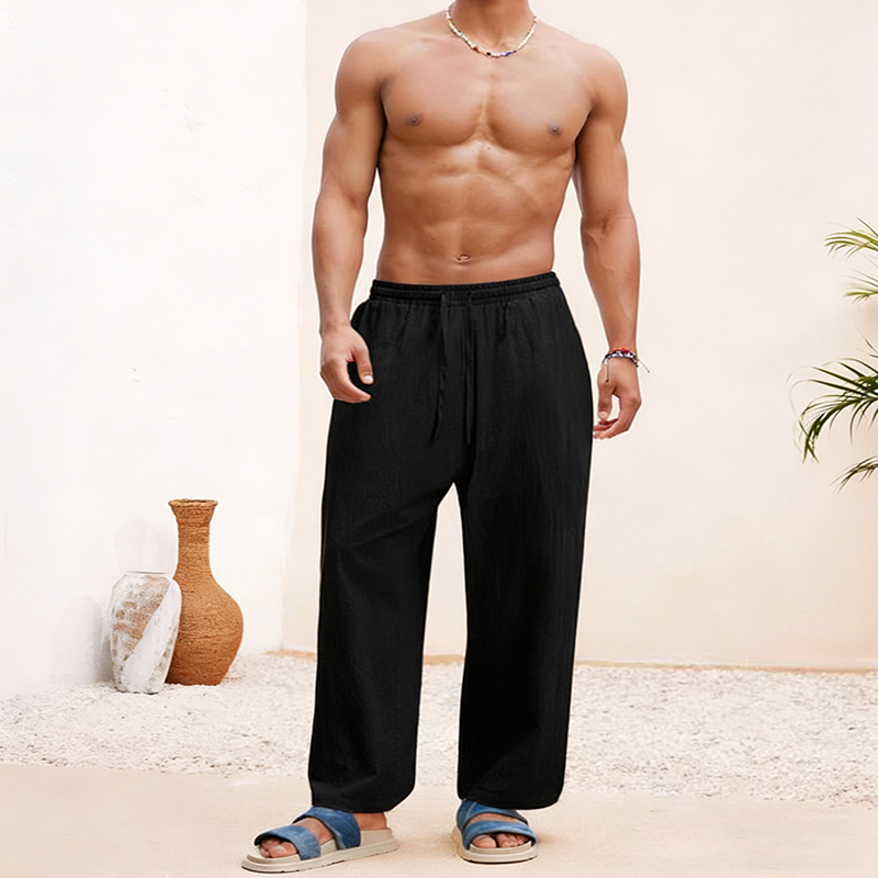 Fitted Woven Linen Trousers