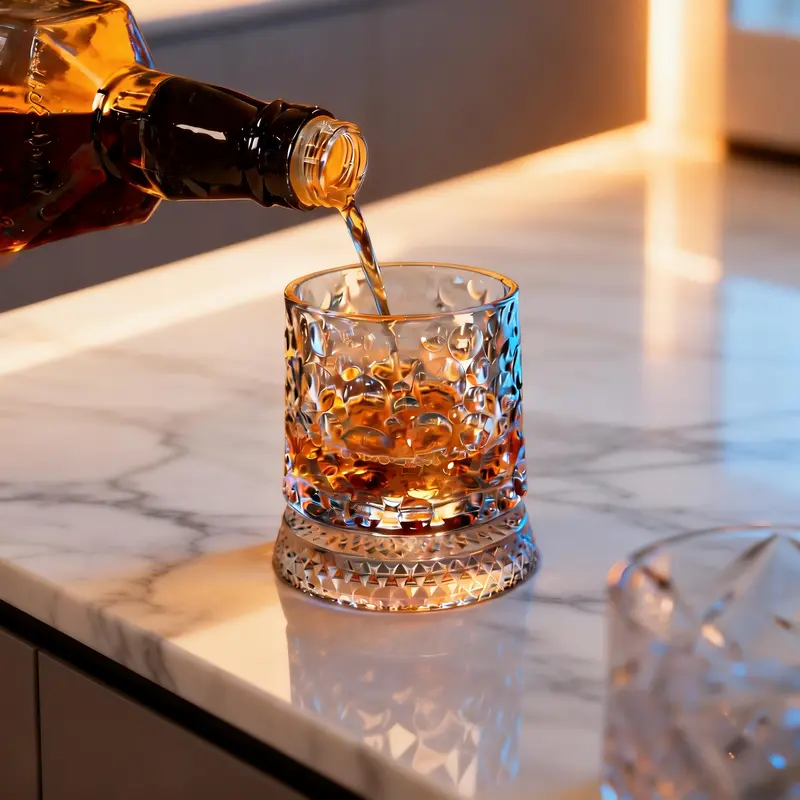 Luxury 360° Rotating Crystal Glass – Star-Cut Stress-Relieving Whiskey/Wine Glass