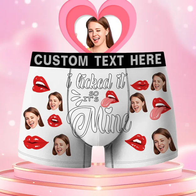 Custom Face Men's Boxer I Licked It So It'S Mine Style Underwear