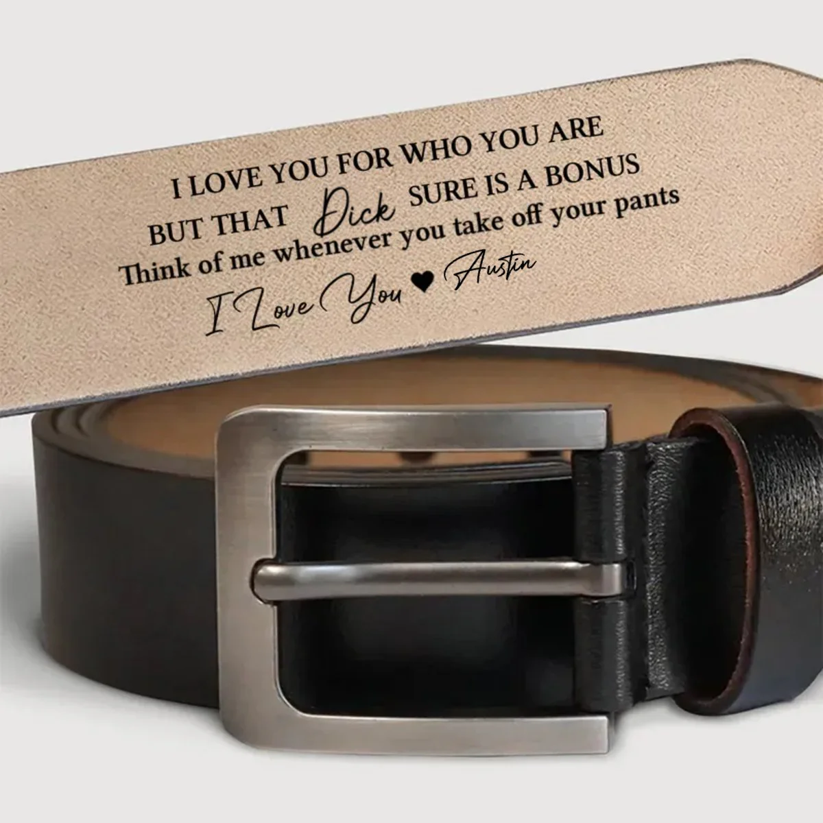 Couple - That Thing Sure Is A Bonus - Personalized Engraved Leather Belt