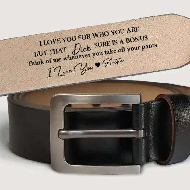 Couple - That Thing Sure Is A Bonus - Personalized Engraved Leather Belt