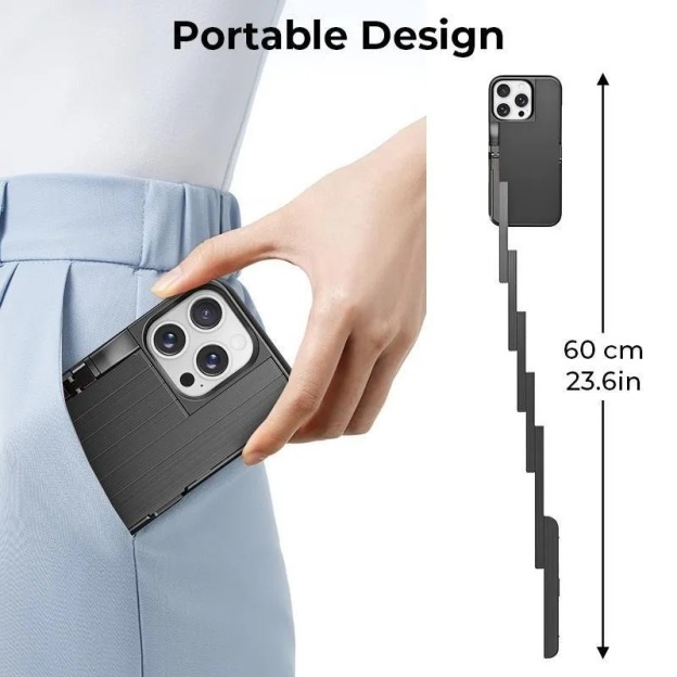 3-in-1 Foldable Phone Case with Selfie Stick