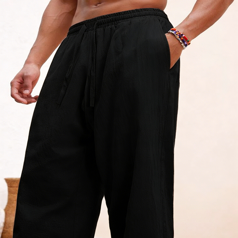 Fitted Woven Linen Trousers