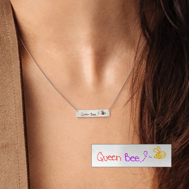 Personalized handwritten bar pendant