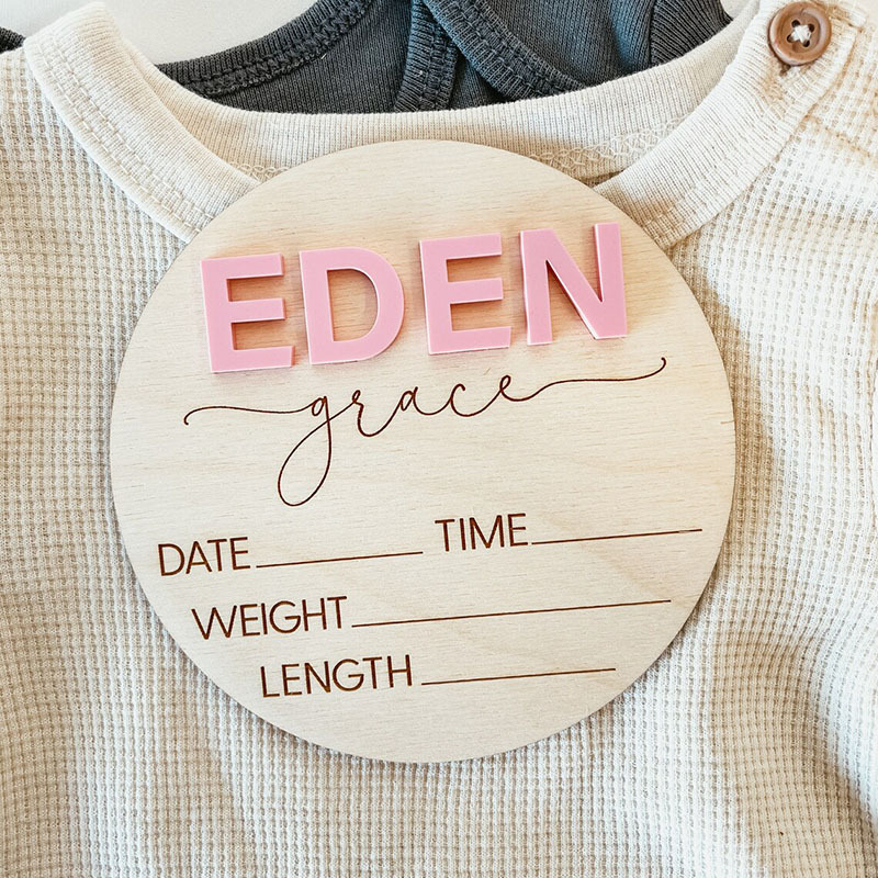 Wooden Newborn Birth Announcement Board