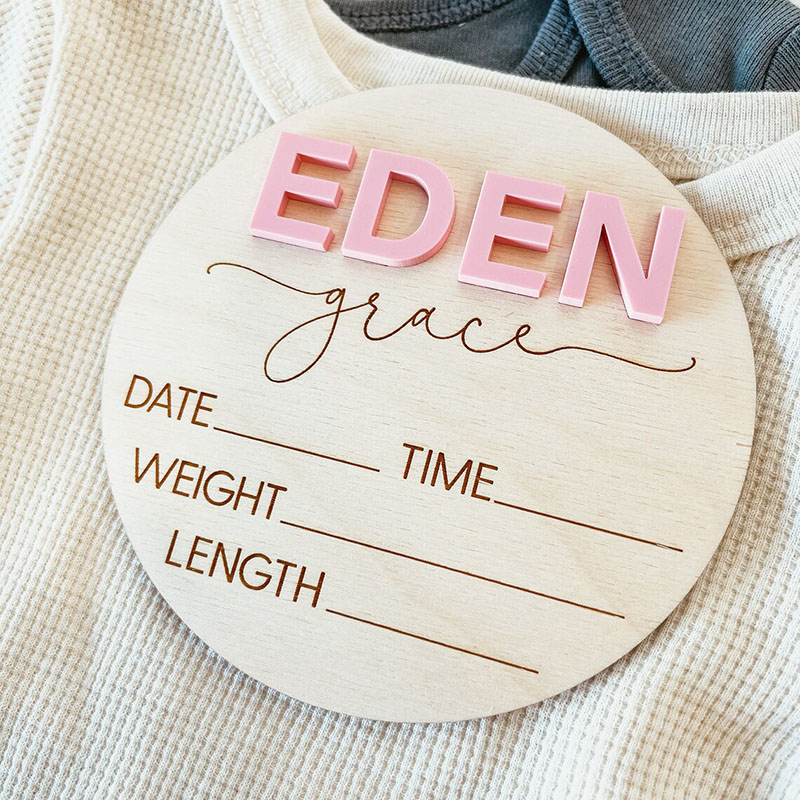 Wooden Newborn Birth Announcement Board