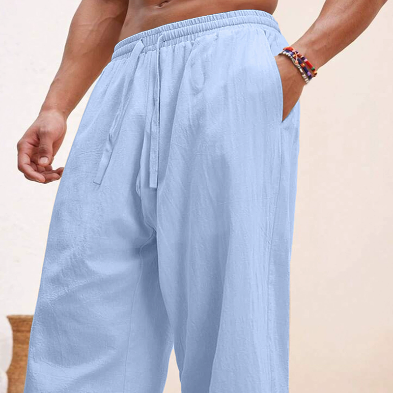 Fitted Woven Linen Trousers