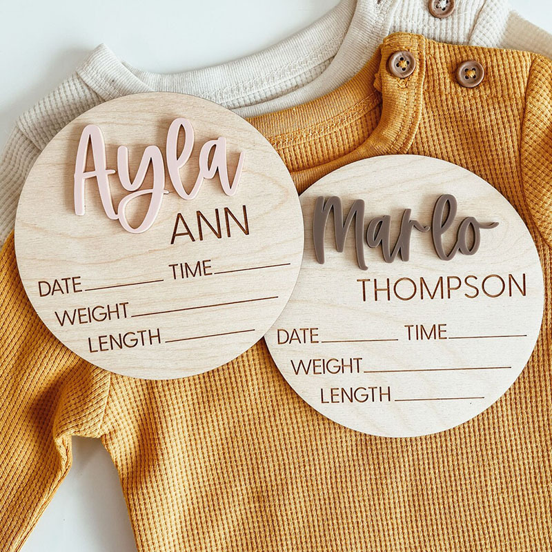 Wooden Newborn Birth Announcement Board