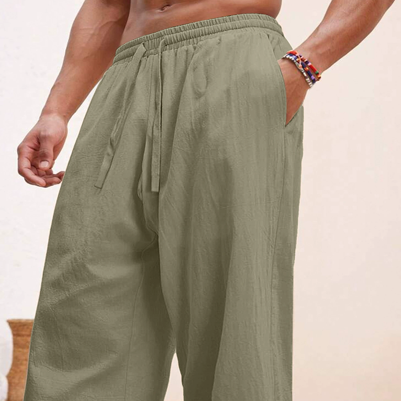Fitted Woven Linen Trousers