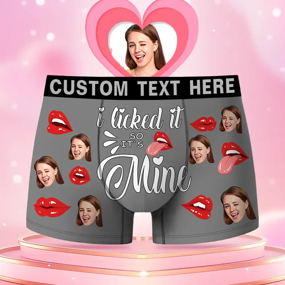 Custom Face Men's Boxer I Licked It So It'S Mine Style Underwear