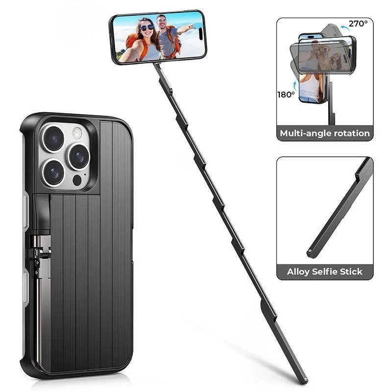 3-in-1 Foldable Phone Case with Selfie Stick