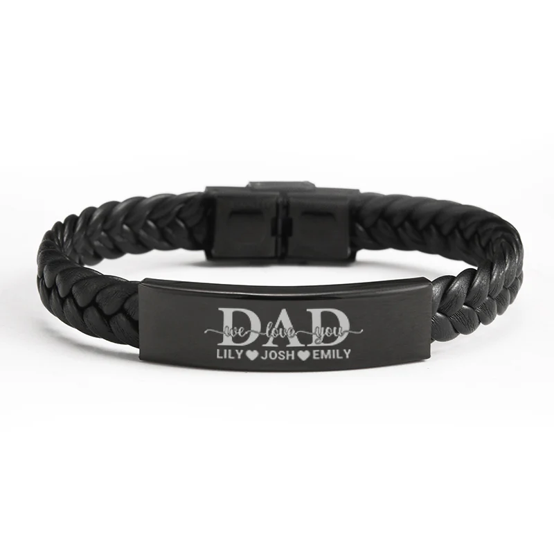 Juego de pulseras personalizadas con lazos familiares "Papá, te amamos"