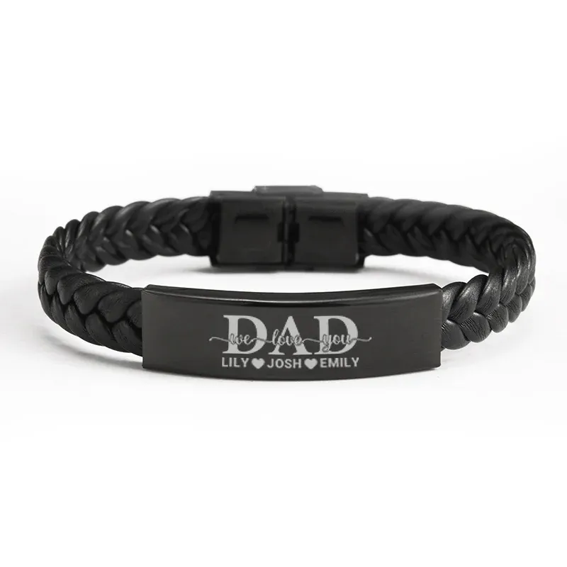 Juego de pulseras personalizadas con lazos familiares "Papá, te amamos"