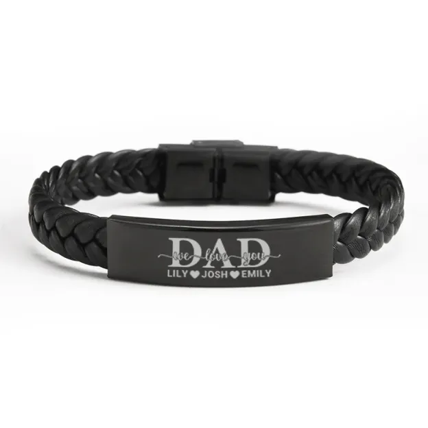 Juego de pulseras personalizadas con lazos familiares "Papá, te amamos"