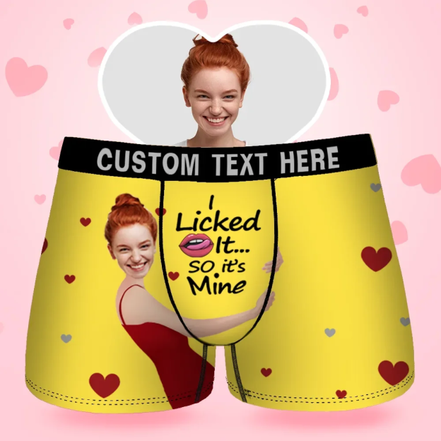 Custom Face Men's Boxer I Licked It So It'S Mine Gift For Boyfriend