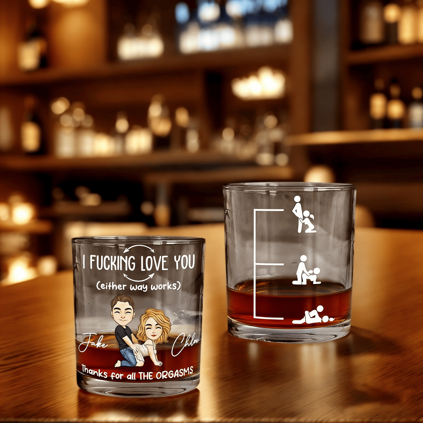 Personalized Whiskey Glass - Thanks For All The Orgasms