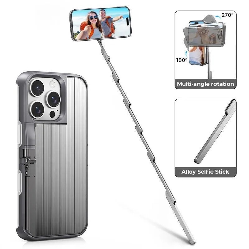 3-in-1 Foldable Phone Case with Selfie Stick