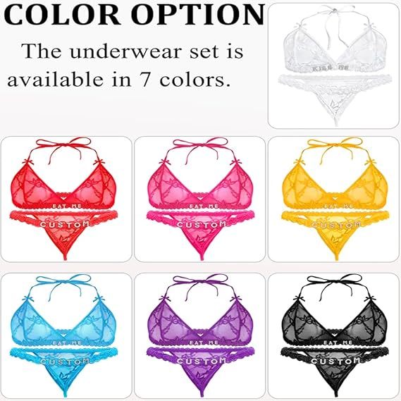 Personalized Thongs with Names Bra Set