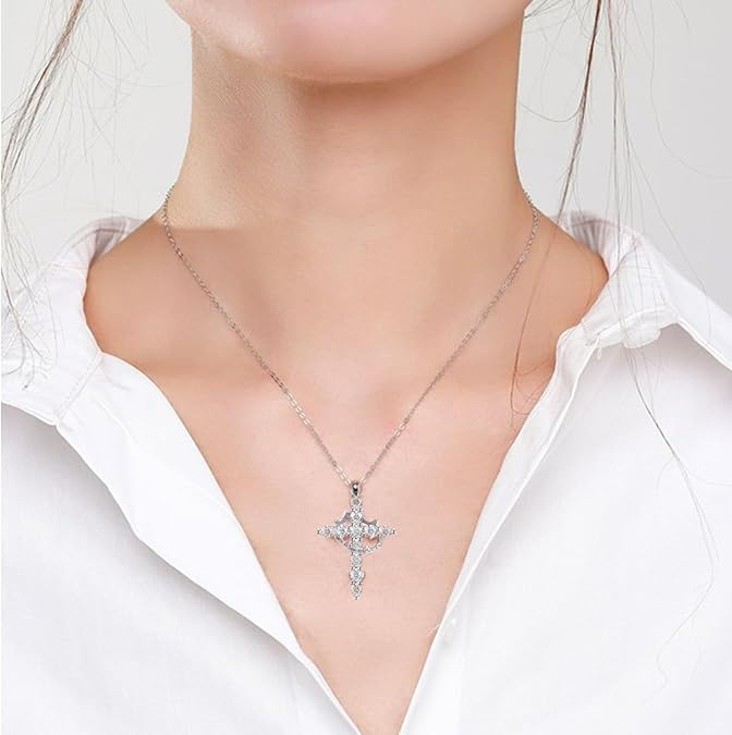 Cross Necklace with Crown
