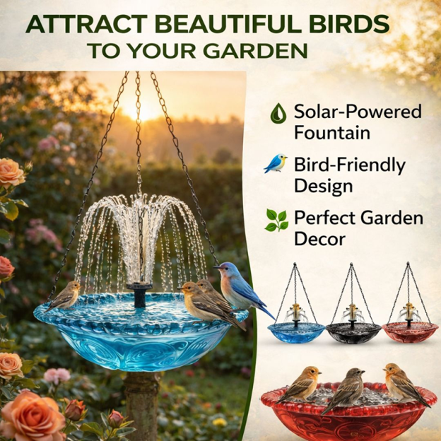Solar Cascade Hanging Bird Bath Fountain