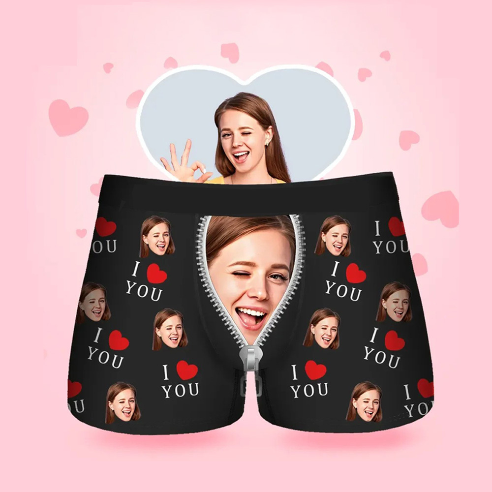 Valentine's Day Gift Customized Face Men's Boxer Briefs
