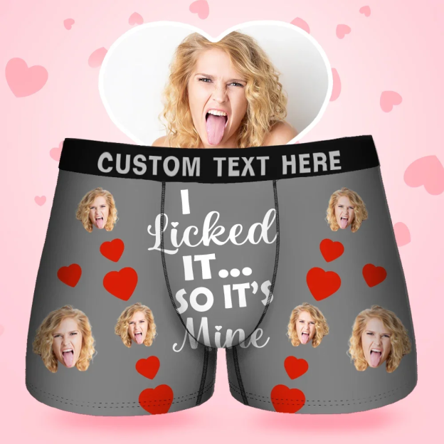 Custom Face Men's Boxer I Licked It Style Underwear