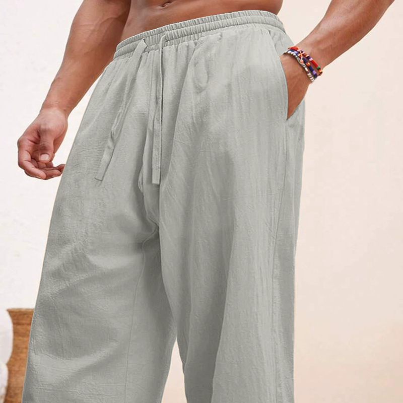 Fitted Woven Linen Trousers