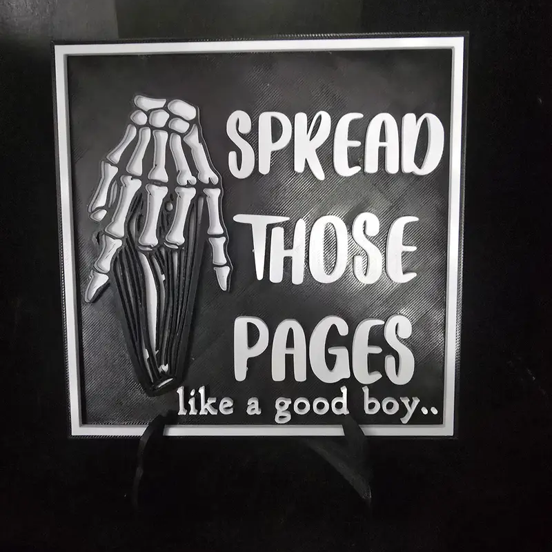 Spread Those Pages Sign Library Decorative Skeleton Hand Design for Book Lovers