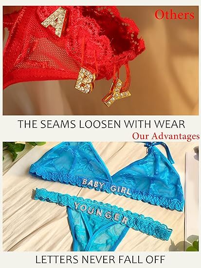 Personalized Thongs with Names Bra Set