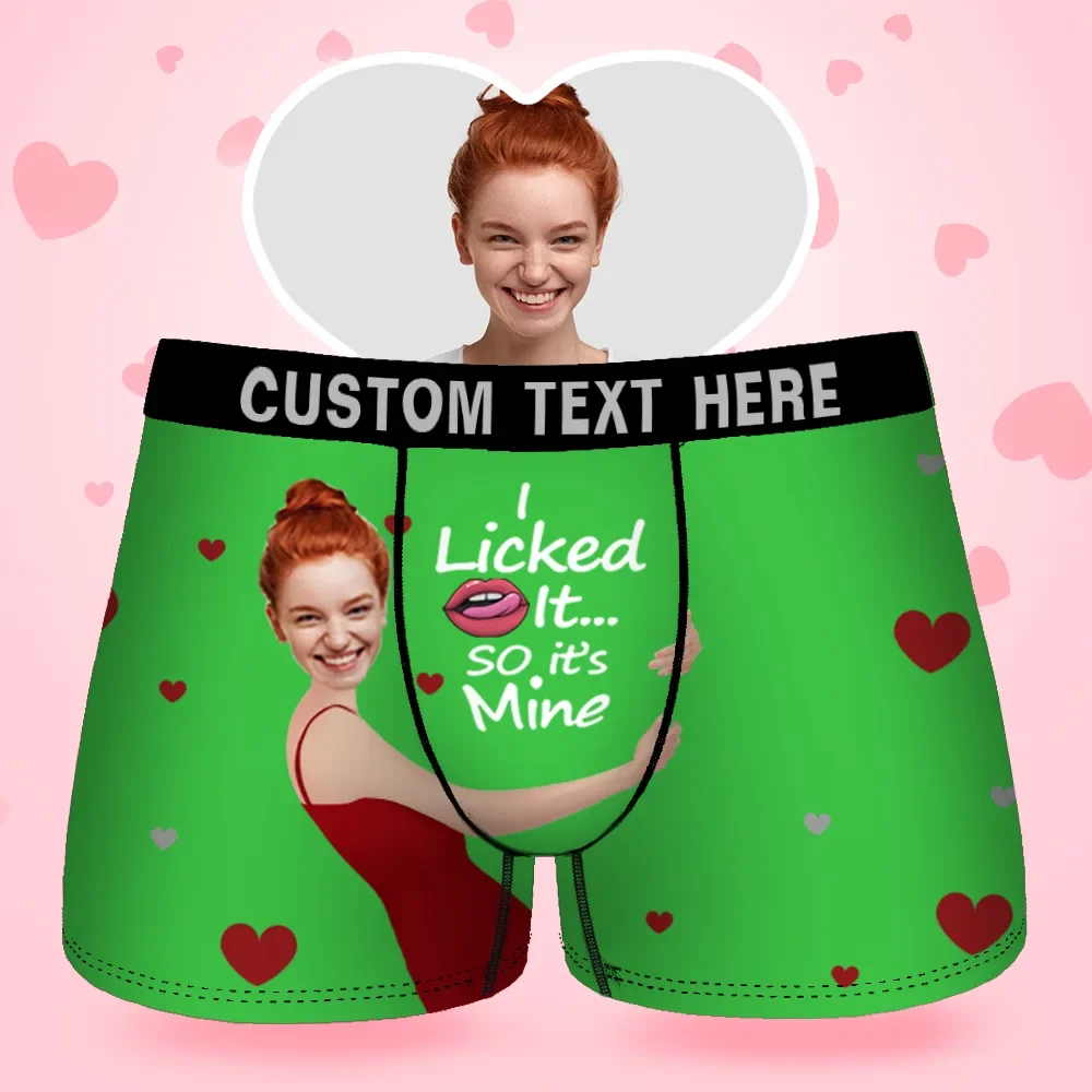 Custom Face Men's Boxer I Licked It So It'S Mine Gift For Boyfriend