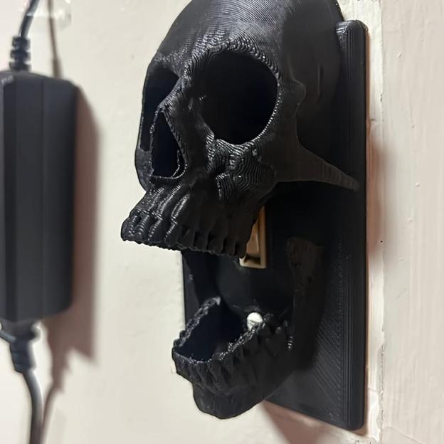 3D Printed Black Skull Switch Plate