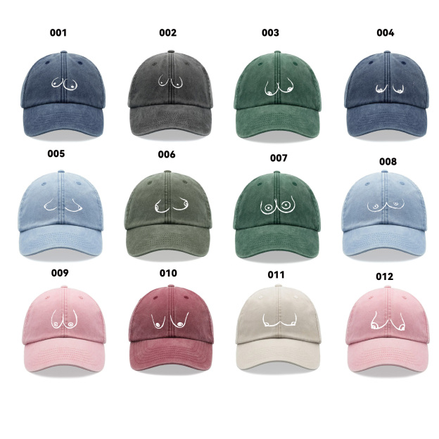 Chest Cartoon Baseball Cap Retro Washed Unisex