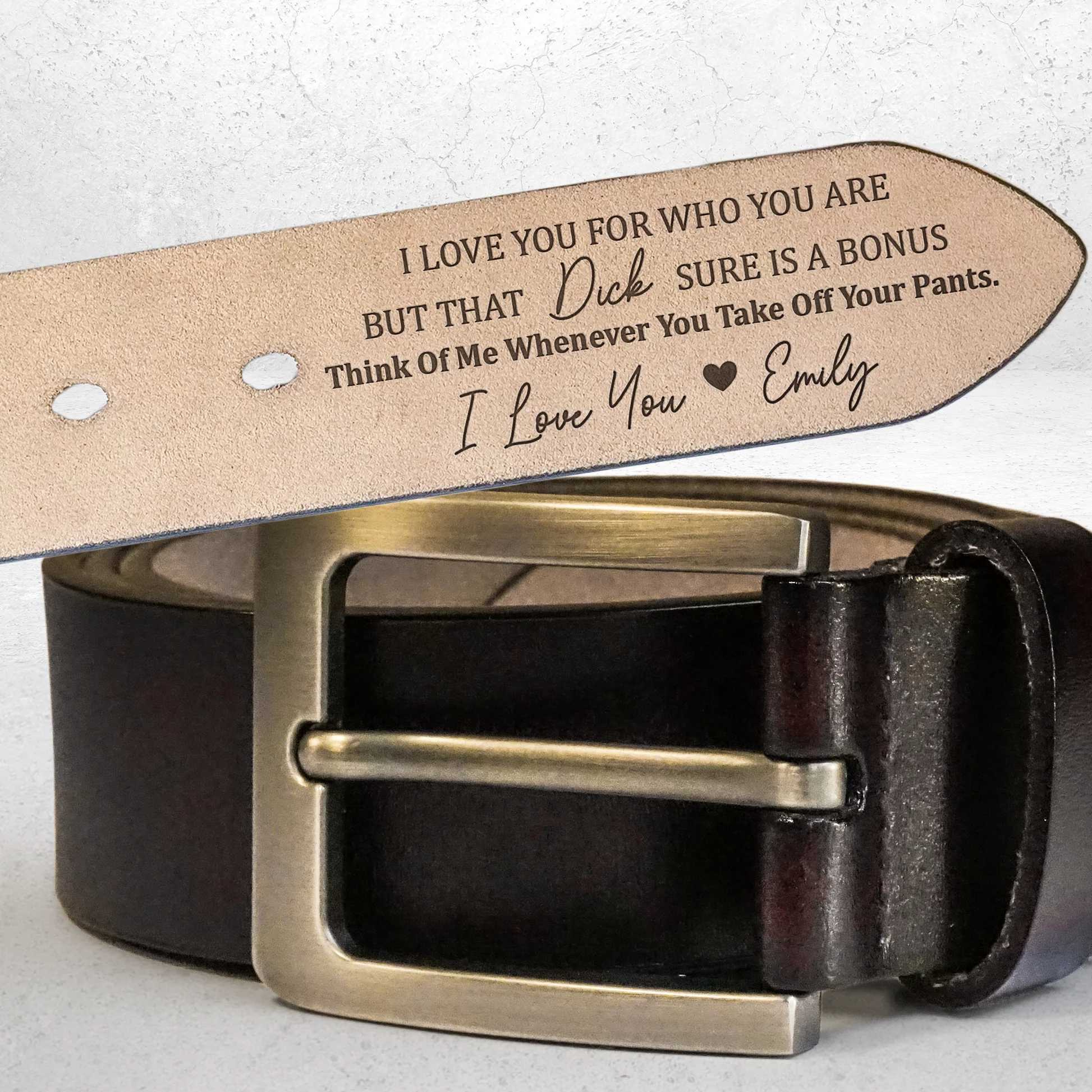 Couple - That Thing Sure Is A Bonus - Personalized Engraved Leather Belt