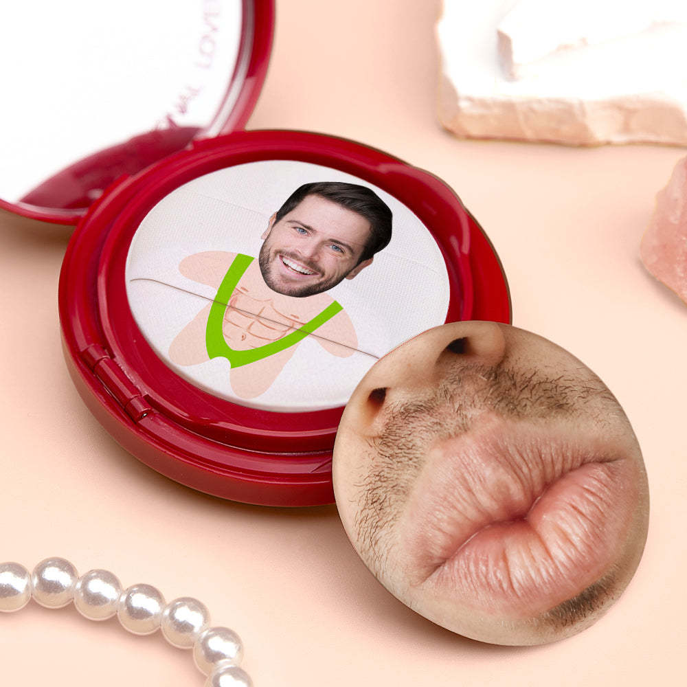 Custom Photo Powder Puff Funny Kisses Fluffy Personalized Image for Her Birthday Gift