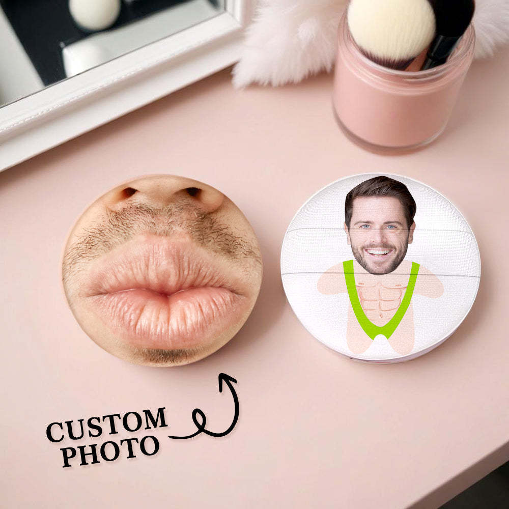 Custom Photo Powder Puff Funny Kisses Fluffy Personalized Image for Her Birthday Gift