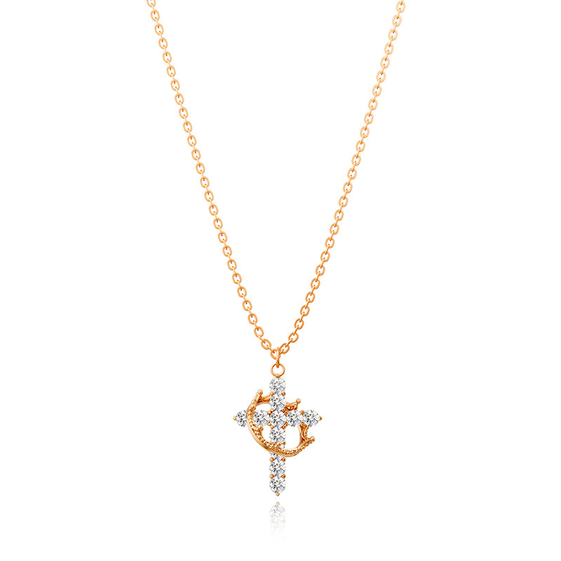 Cross Necklace with Crown