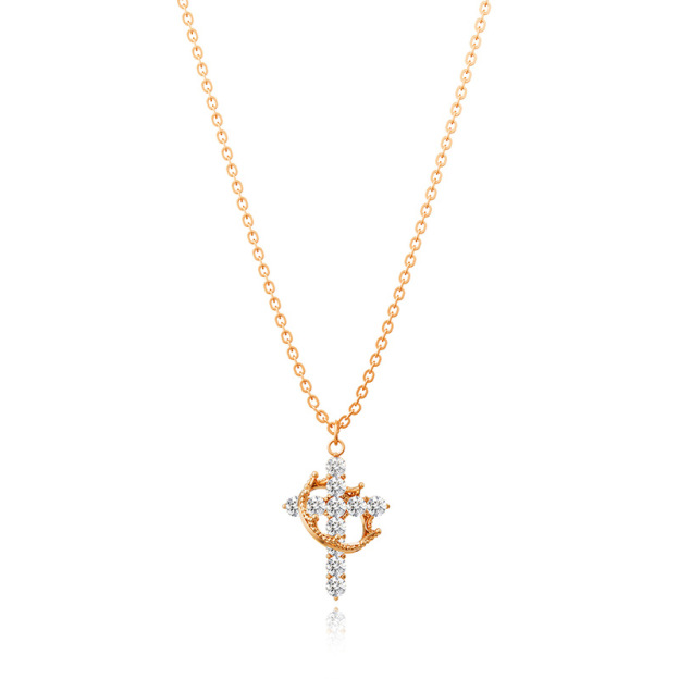 Cross Necklace with Crown
