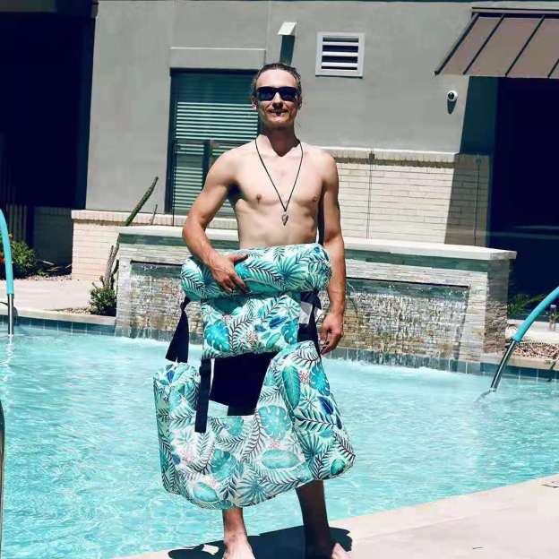 Tropical Leaf Pattern Water Hammock Pool Float Bed