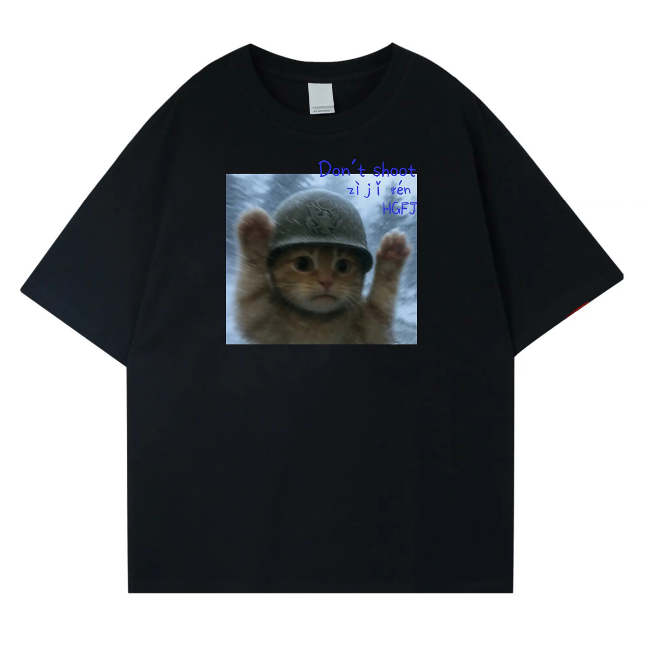 Look me in the eye，tell me why Cat Print T-Shirt for Men and Women