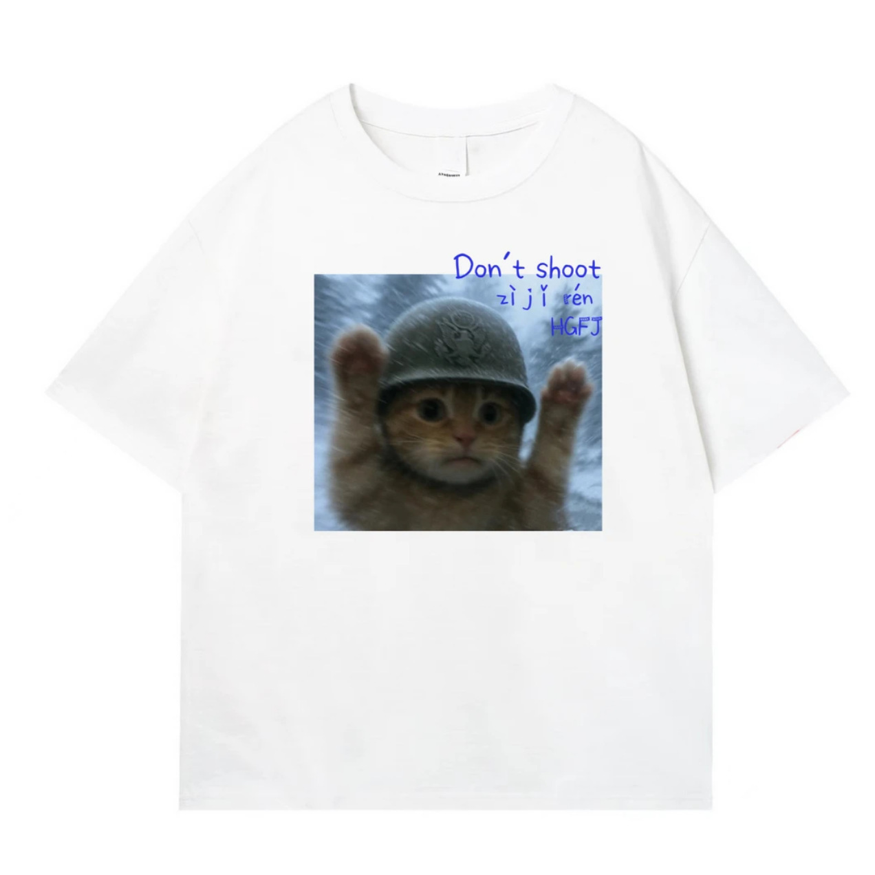 Look me in the eye，tell me why Cat Print T-Shirt for Men and Women