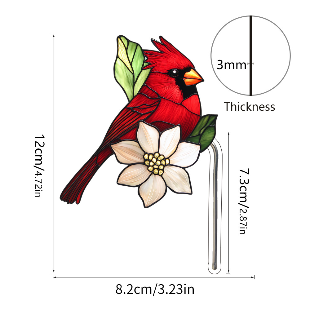 Stained Glass Cardinal Planter Decoration Gift for Mom Gift for Bird Lovers Mother's Day Gift Farmhouse Deco