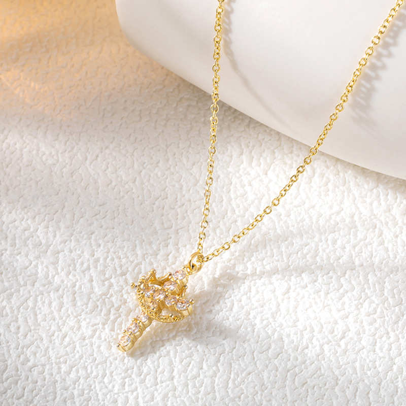 Cross Necklace with Crown