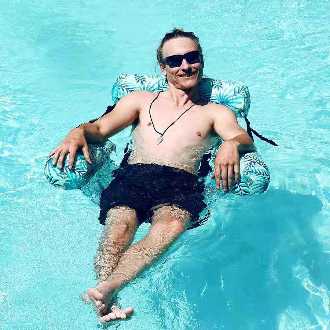 Tropical Leaf Pattern Water Hammock Pool Float Bed