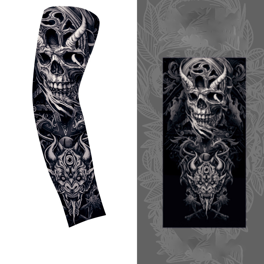 Cycling Sun Protection Tattoo High Stretch Ice Sleeve