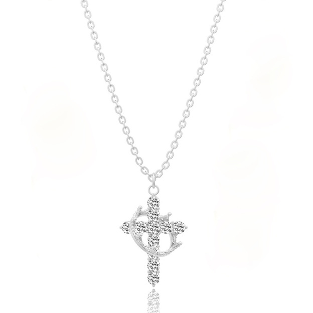 Cross Necklace with Crown