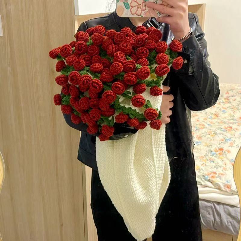 Rose bouquet handmade wool diy material package