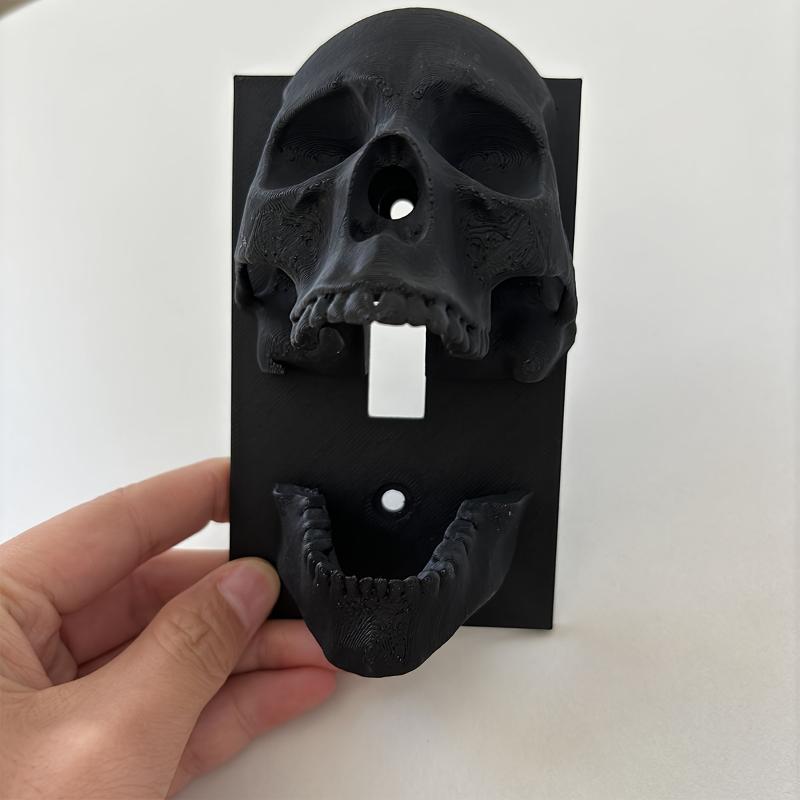 3D Printed Black Skull Switch Plate